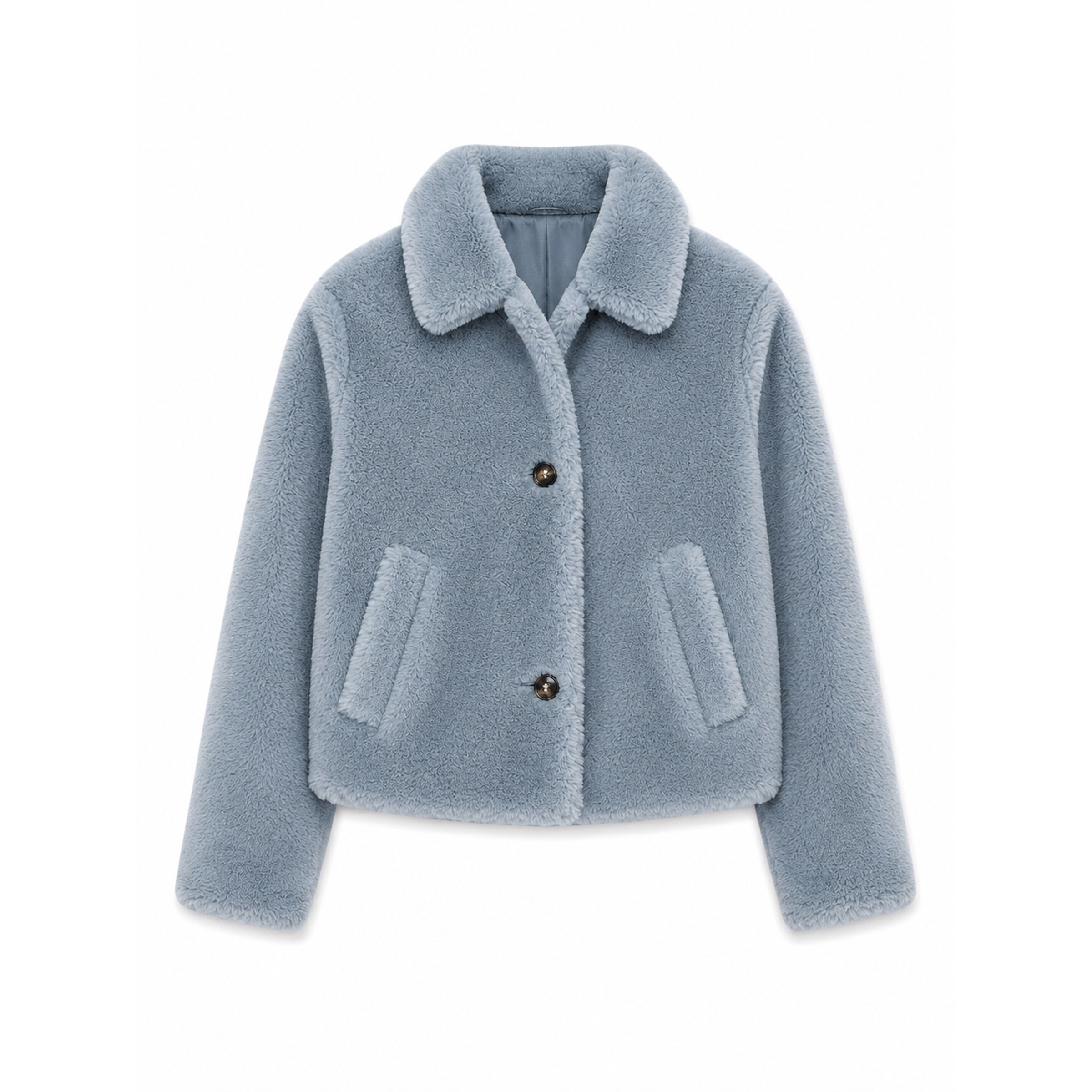 Mazine Faux-Fur Button Damen Fleecejacke blau Größe S Lifestyle Atmungsaktiv