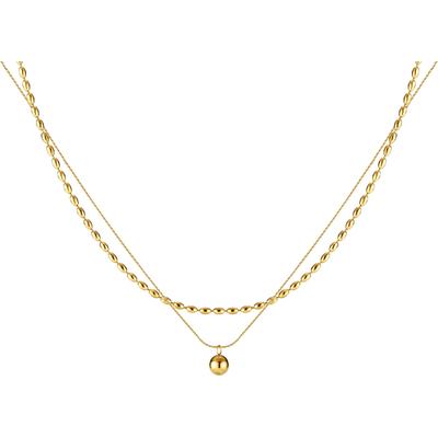 Kette mit Anhänger FIRETTI "Schmuck Geschenk Edelstahl Halsschmuck Halskette Layer doppelreihig", gold (gelbgoldfarben), Halsketten, Damen, Edelstahl, L: 52
