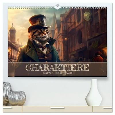 Charaktiere Katzen dieser Welt (hochwertiger Premium Wandkalender 2027 DIN A2 quer), Kunstdruck in Hochglanz