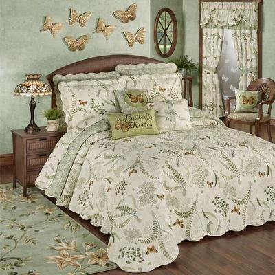 Touch of Class Butterfly Eden Grande Bedspread Eggshell, Queen, Eggshell