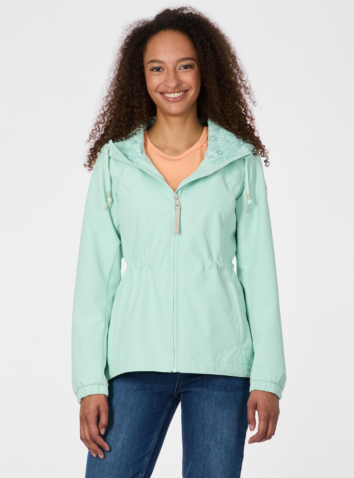 Parka RAGWEAR "DANKKA", Damen, Gr. M, grün (mint), Web, Obermaterial: 100% Polyester, unifarben mit Farbeinsatz, normal, Jacken Parka, Mit Kordelzug, geblümtem Futter und reflektierenden Kordeln mint M