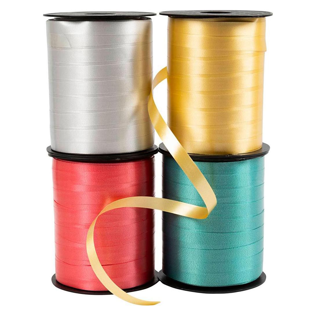 Creativ Company Geschenkband Gold/Grün/Rot/Silber, 4x250m (4x) (20200)
