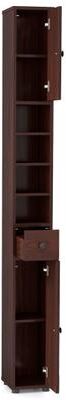 Costway Freestanding Slim Bathroom Cabinet with Drawer and Adjustable Shelves-Brown
