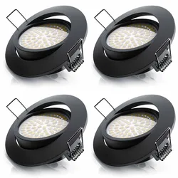 Brandson 4x LED Deckenspots dimmbar & schwenkbar Einbaustrahler mit Aluminium Rahmen in schwarz