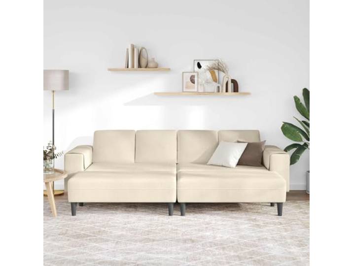 KTHLBRH Sofa Creme 250 x 188 x 76 cm Cords Stoff Atmungsaktiv, weich, schwarze Beine, 4-Sitzer, Verwendung im Innenbereich, einfache Reinigung