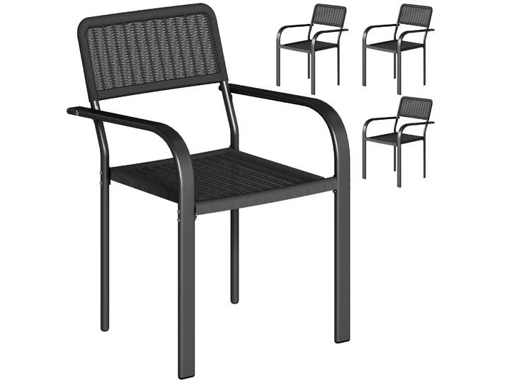 Outsunny Ensemble de 4 chaises de jardin empilables 55X60X83 cm