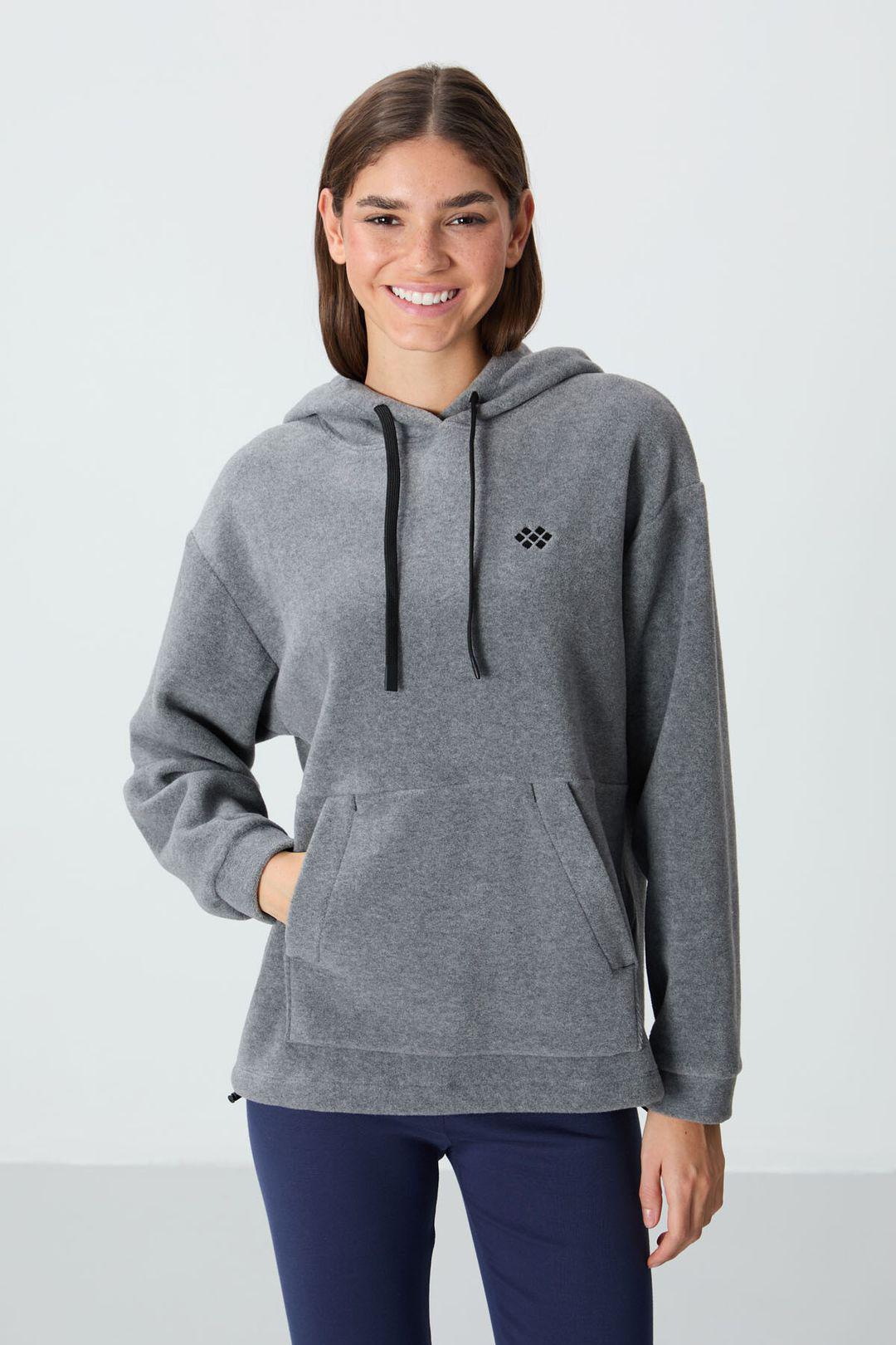 Oversized Pluchen Hoodie Met Borduurwerk