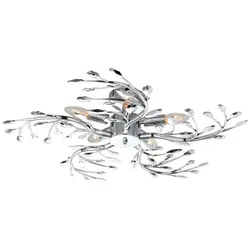 Deckenlampe LED Deckenleuchte Blätter Design Metall Chrom Wohnzimmerlampe Schlafzimmerleuchte floral