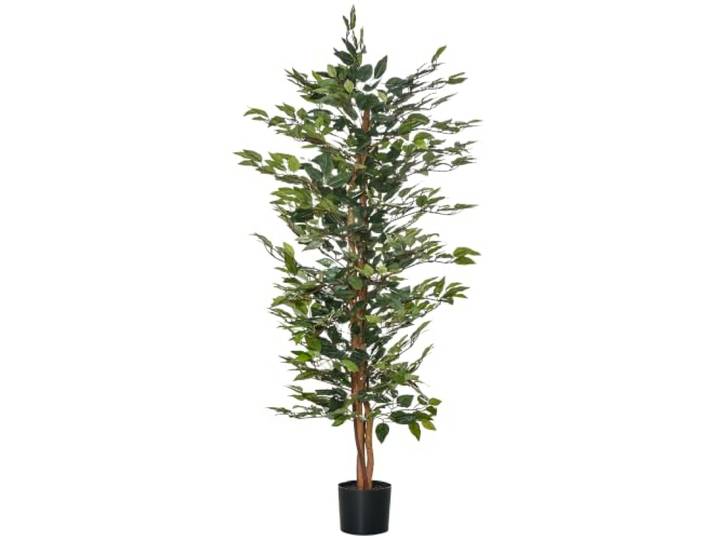 HOMCOM Künstlicher Ficus-Baum groß 150 cm Kunstbaum Kunstpflanze im Topf