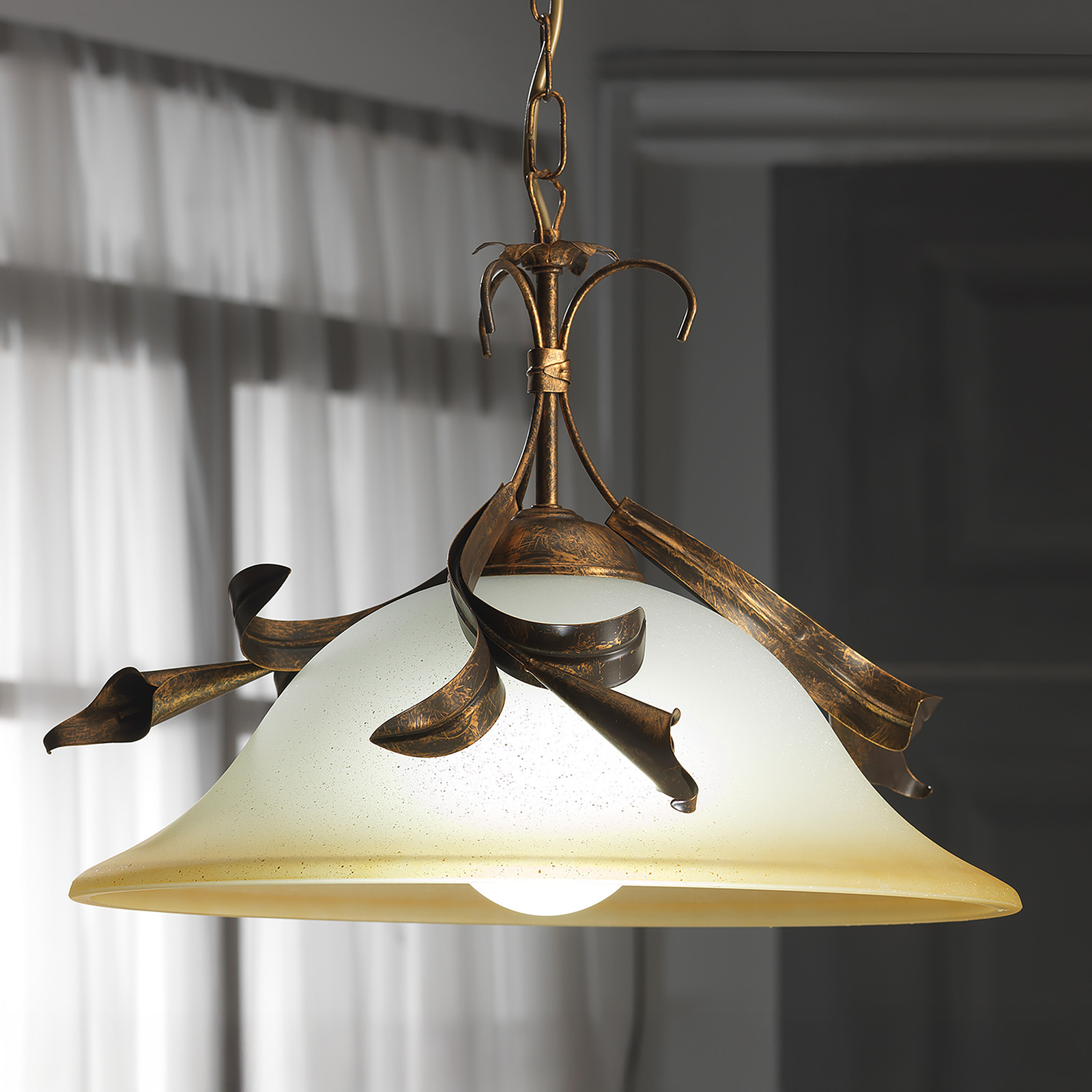 home24 Hanglamp Lucrezia koper/wit/koper B: 40 cm, D: 40 cm, H: 90 cm