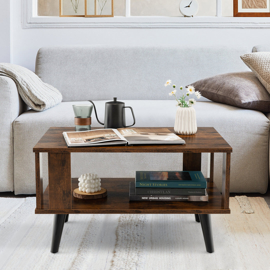 Borough Wharf Angle Four Leg Coffee Table with Storage Rustic Brown 41cm H X 70cm W X 50cm D