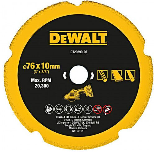 DeWALT DT20590-QZ Disque a tronçonner diamanté multi-matériaux 76mm