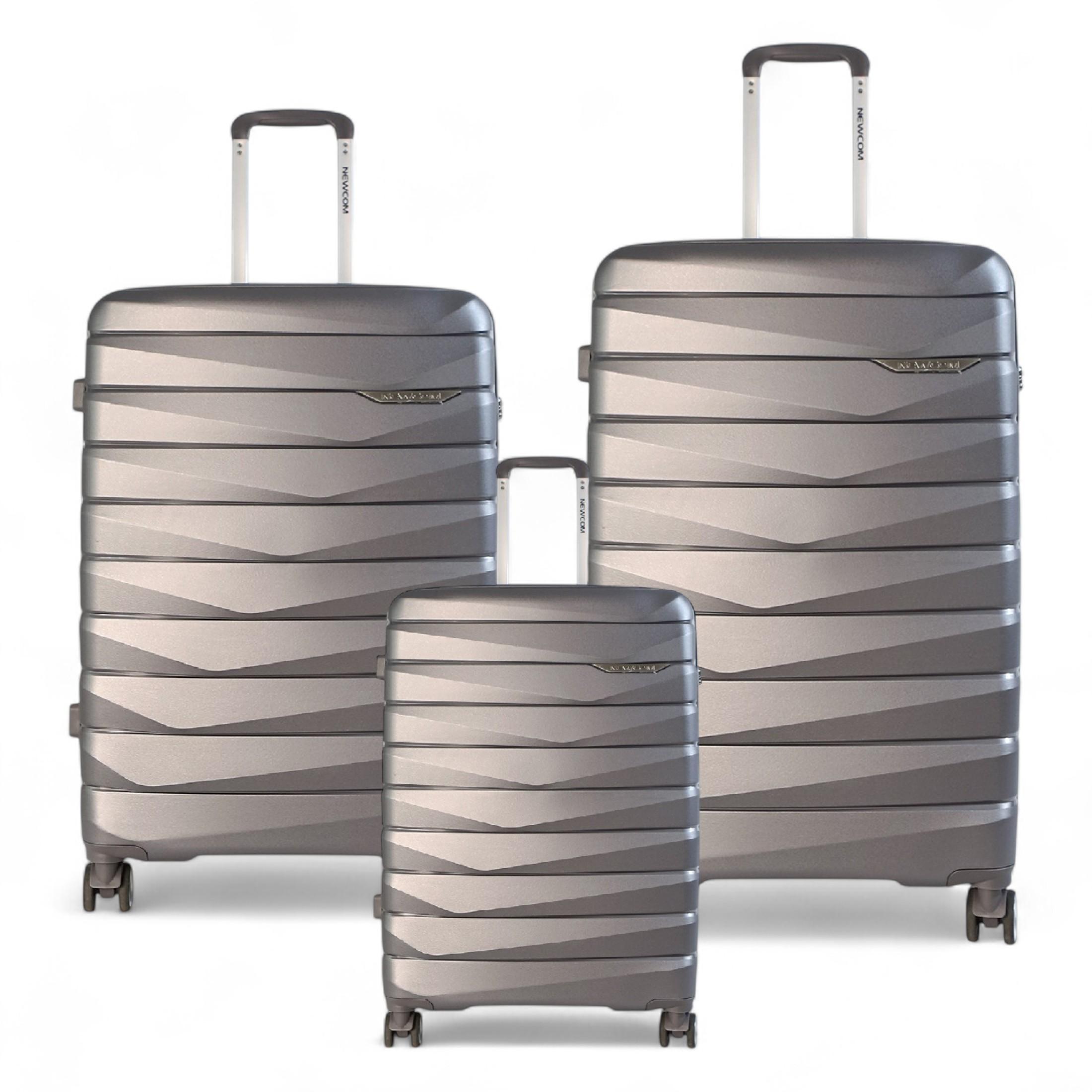 Infinity Leather Hartschalenkoffer mit TSA-Schloss, 8 Rollen, Handgepäckformat - Grau