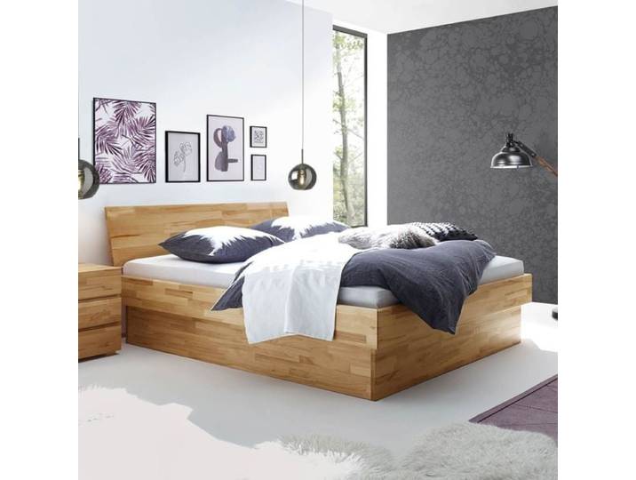 Bett Karuna Komfort Kernbuche Massivholz mit Bettkasten 140x200cm klassischer Stil,