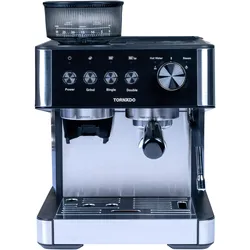 Tornado Kaffeevollautomat TCM-5431-GS / Edelstahl und Schwarz, Siebträgermaschine, Schwarz, Silber