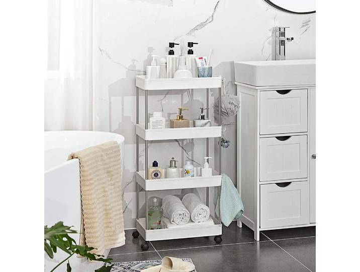 Étagère de salle de bain Brock 22cm Blanc/Blanc/Noir