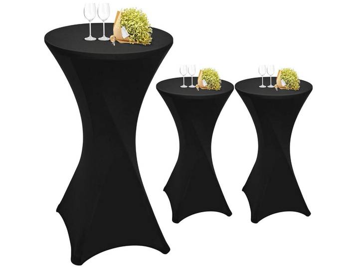 Stehtischhusse 3er Set Schwarz 60 cm, 60x60 cm, Heimtextilien, Bezüge