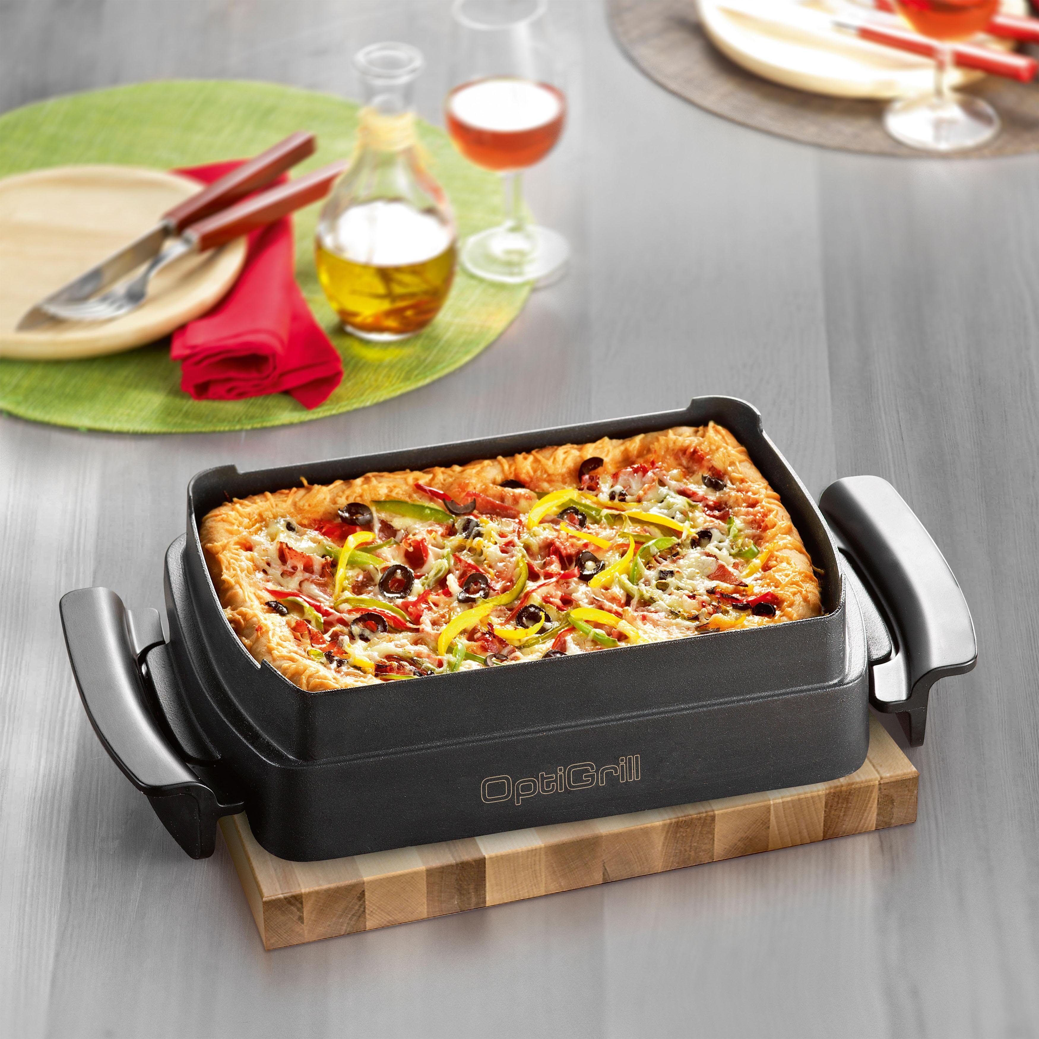 Backeinsatz TEFAL "Snacking & Baking für den OptiGrill", schwarz (edelstahlfarben, schwarz), B:42cm H:9cm T:21,5cm, Aluminium, Kunststoff, Küchenmaschinen-Einsätze, Backeinsatz, für OptiGrill+ / Elite GC706x, GC707x GC71xx, GC73xx und GC75xx edelstahlfarb