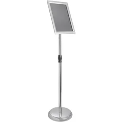 Infoständer A4 ELEVATE höhenverstellbar mit Klapprahmen Gehrung | silber, Aluminium, Stahl