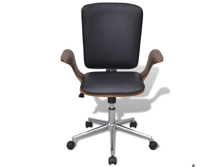 Fauteuil chaise chaise de bureau rotative en bois cintré avec revêtement en faux cuir 0502045