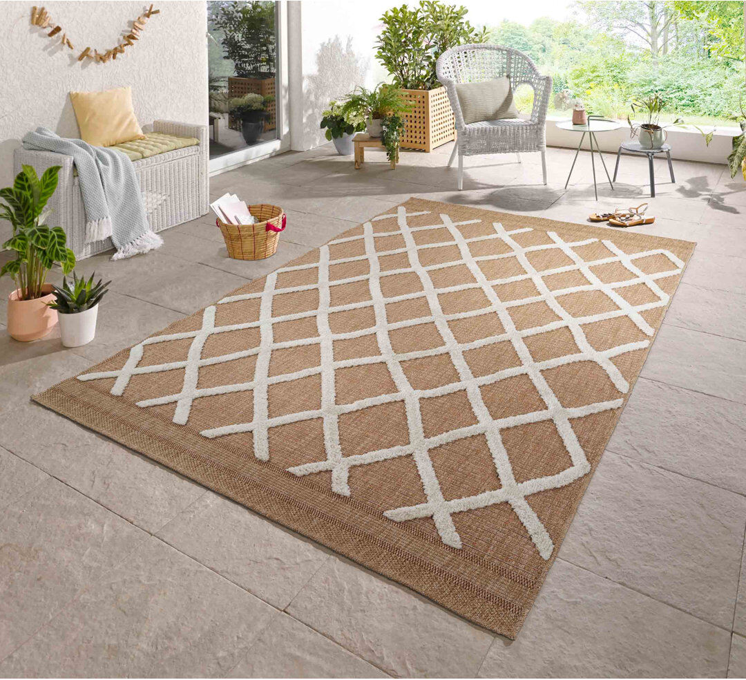 Natur Pur Deborah Geometric Shapes Braided Indoor / Outdoor Area Rug Cream Rectangle 160 x 230cm