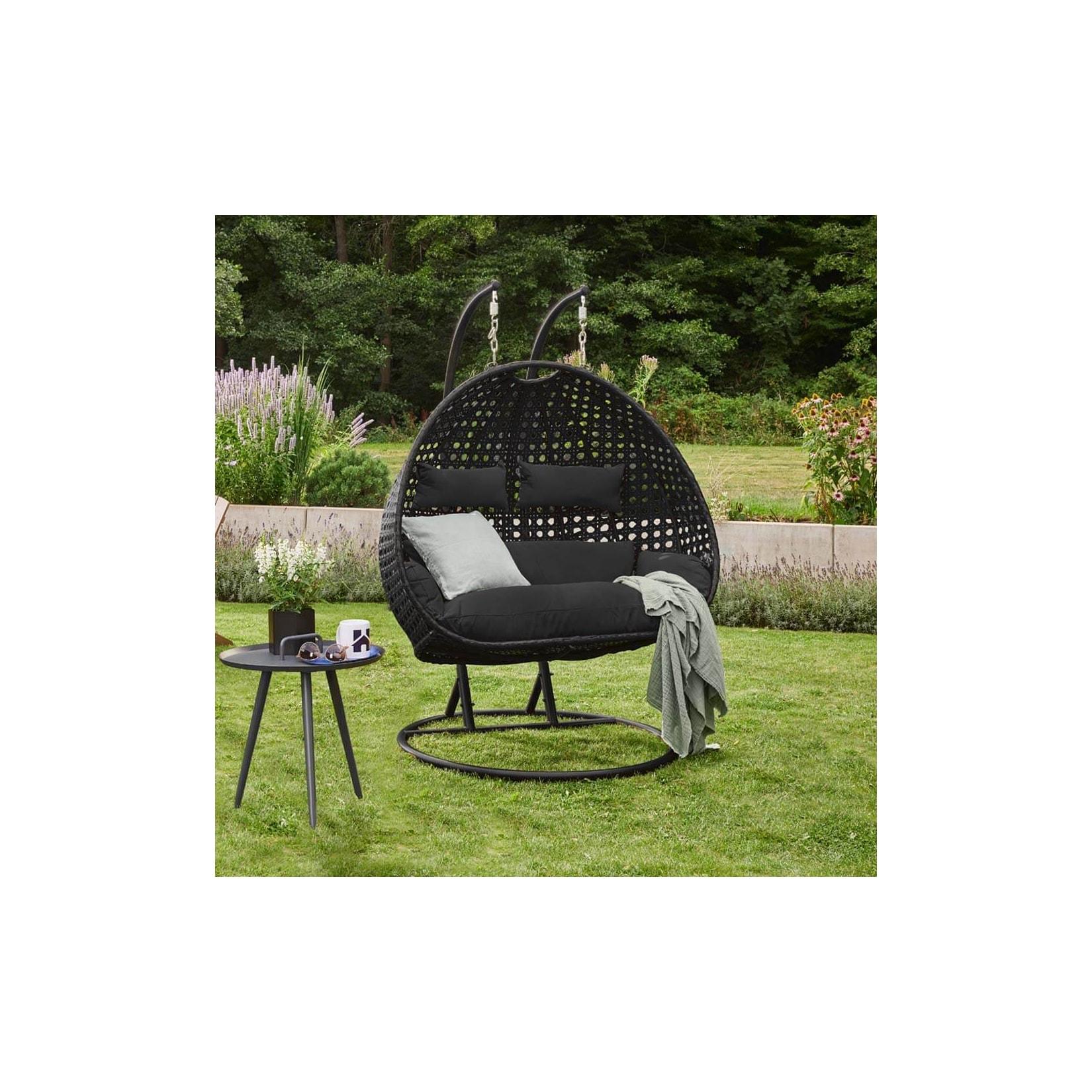 HOME DELUXE Polyrattan Hängesessel TWIN - Schwarz für 2 Personen