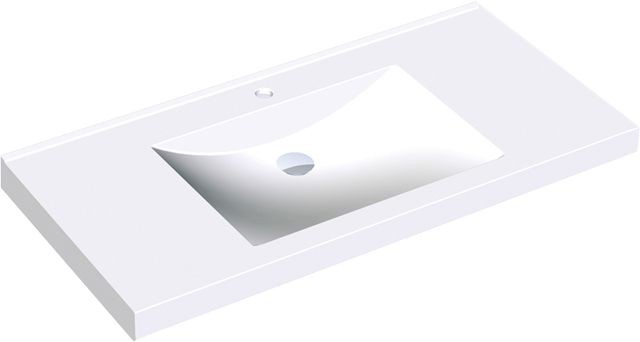 KWC Aquarotter GmbH KWC Aquarotter Einzelwaschtisch, QUADRO, MIRANIT, 1000x125x530 mm, Mulde re-eckig, 2030036243 2030036243