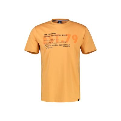 T-Shirt LERROS "T-Shirt mit Brustprint, Grosse Grössen", Herren, Gr. 4XL, gelb (dull peach), 100% Baumwolle, Rundhals, Shirts T-Shirt