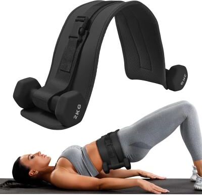 Inspired Living Adjustable Hip Thrust Belt For Glute Training & Home Gym Workouts black