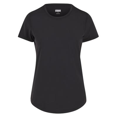 T-Shirt URBAN CLASSICS "Urban Classics Ladies Sports Tee Ladies Sports Tee", Damen, Gr. L, schwarz, 88% Nylon, 12% Elasthan, unifarben, normal, Rundhals, Shirts T-Shirt