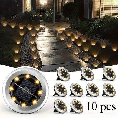 Uplift Picks Solar Ground Lights Illuminate Pathways Gardens Driveways With Waterproof LED Glow warm Light 10 Pcs