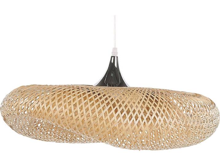 BELIANI Hängeleuchte Hellbraun 118 x 64 cm aus Bambusholz und Metall geschwungene Form für Wohnzimmer Esszimmer Modernes Design