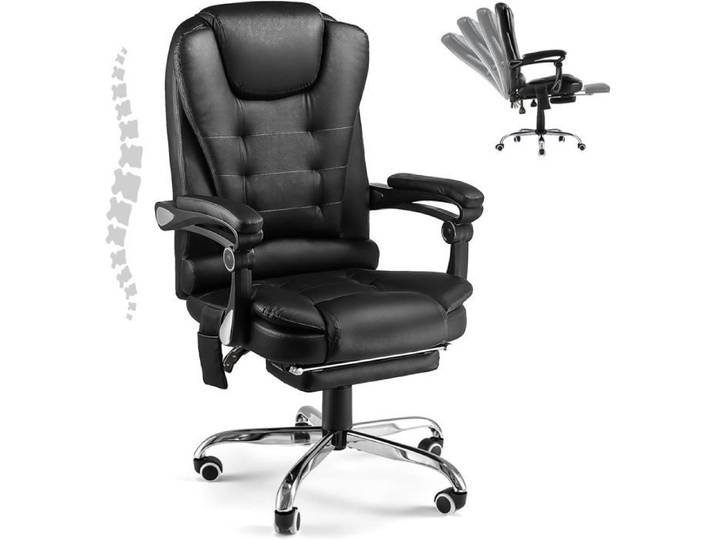YODOLLA Fauteuil de Bureau Ergonomique en simili cuir - Avec Repose Hauteur Réglable Siège à roulette 360° Noir