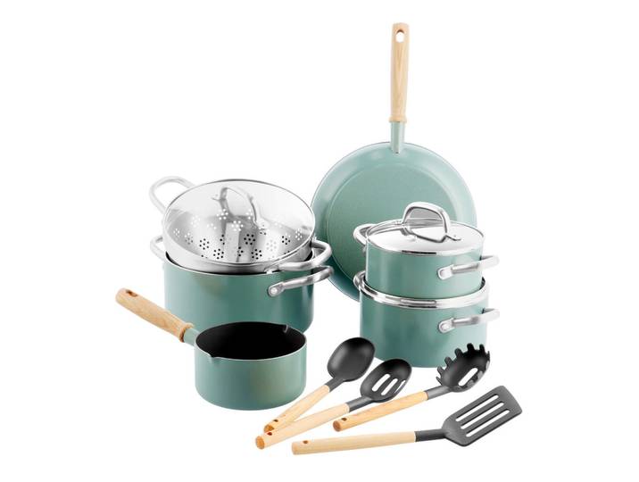 GreenPan Kochtopfset Mayflower, Hellblau, Holz, Metall, Glas, 5-teilig, 16 cm, 0 L, rund, Kochen, Töpfe, Topfsets