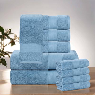 Superior Aria Turkish Cotton 10 Piece Plush Towel Set Ultra Soft, Highly Absorbent Luxury Bath Towels
