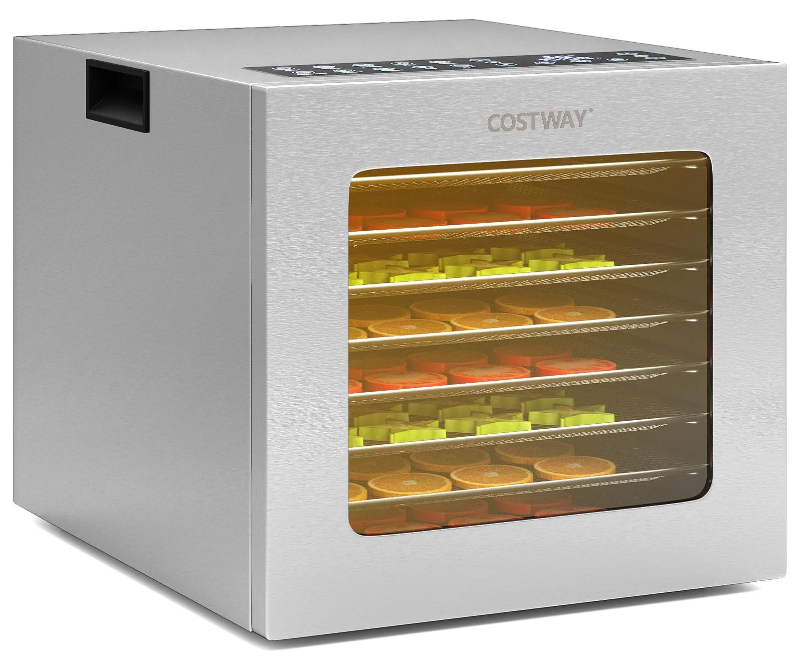 Dörrautomat 850 W, 8 Edelstahl-Einschübe, Timer 1-48 h, 35-75 °C