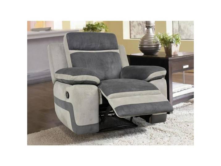 Fauteuil relax en microfibre - VENTE-UNIQUE - TALCA - Gris - Anthracite - Assise relax manuel