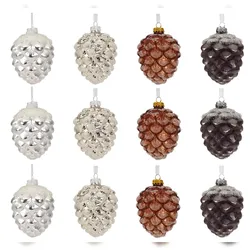Christmas Decorations Christbaumschmuck Glas Tannenzapfen Weihnachtskugeln Weihnachtsbaumschmuck braun