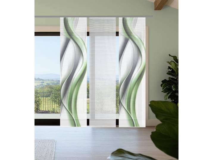 Schiebegardine VISION S CARA , grün, B:60cm H:260cm, Polyester, Gardinen, Schiebegardine, Schiebevorhang,Bambusoptik,Digitaldruck,SET