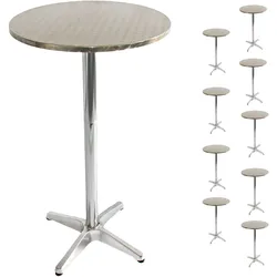 10er-Set Alu-Stehtisch, Bistrotisch, höhenverstellbar 70/110cm Ø=60cm ~ klappbar, Fuß mit Betoneinguss