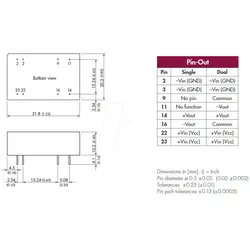 TEN 6-4812WIN - DC/DC-Wandler TEN 6WIN, 6 W, 18-75/12,0 VDC, DIL-24
