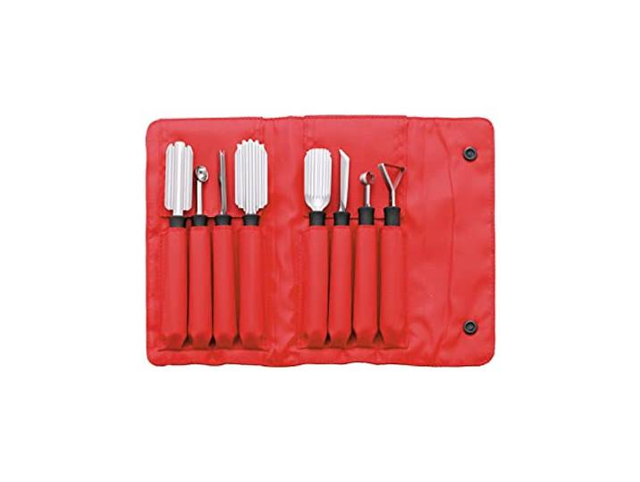 triangle Schnitzmesser-Set Special - 8-teilig, Rostfrei, Carving Gehärtete Edelstahlklingen, Santoprene-Softgrip, Keramik-Wetzstein, spülmaschinengeeignet, 19 x 9 x 4 cm