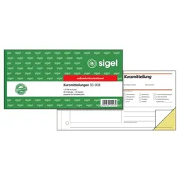 Sigel Formularbuch »Kurzmitteilung« SD008 gelb, 21x9.9 cm