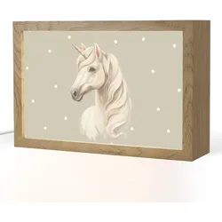 NACHTTISCHLAMPE Einhorn - Weiß - Punkte 30x20 cm