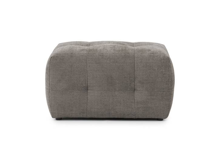 Polsterhocker m. raffinierten Steppungen zu passendem Sofa, Chenille Braun Taupe / 21056