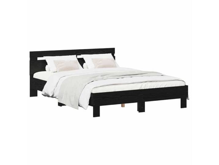 Elégance-Chic Lit 2 places - Cadre de lit double Chêne noir - 140 x 190 cm - Bois d'ingénierie_05536