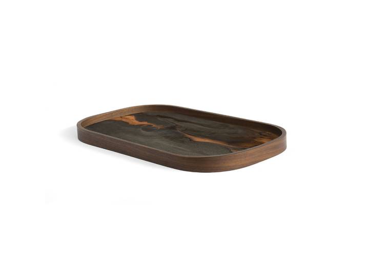 Ethnicraft - Plateau Organic - Marron - Verre'sérigraphié - Designer Dawn Sweitzer