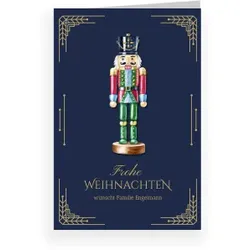 Grußkarte Weihnachten: Der Nussknacker mit Foto in Blau