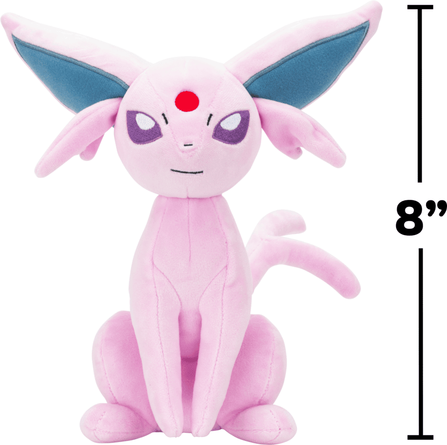 Pokémon Espeon 8-Inch Plush by Jazwares - Officially Licensed Soft Toy - Lavender - 20 cm (8 in) Tall
