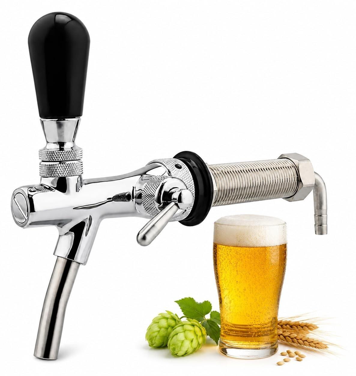 Merkloze bierkraan met lange steel voor thuisbrouwen en bars